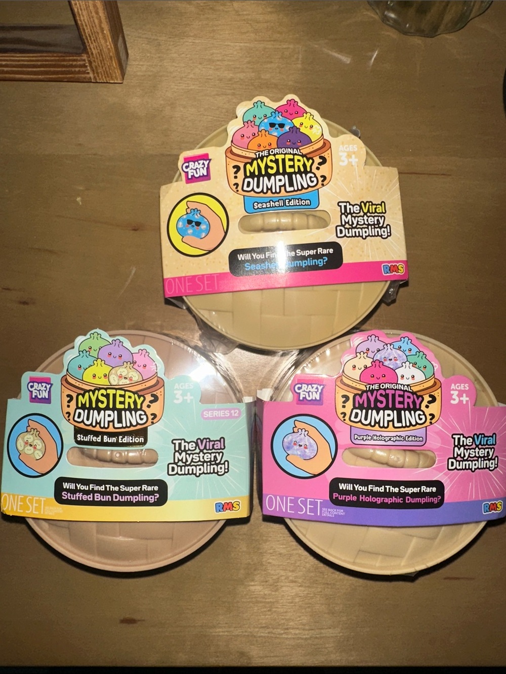 Mystery Dumpling Seashell, Stuffed Bun & Purple Holographic Editions - Set of 3